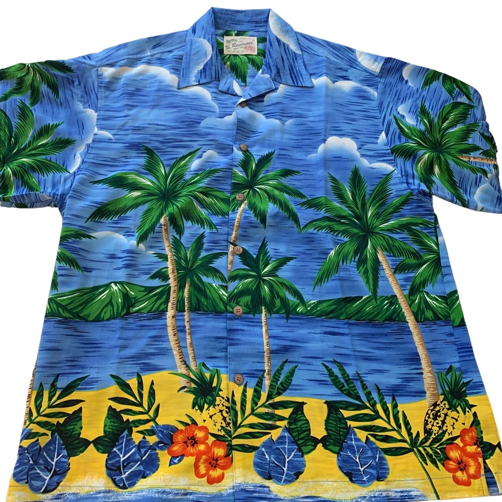 Men’s Reservoir Hawaiian Style Button Down Size L